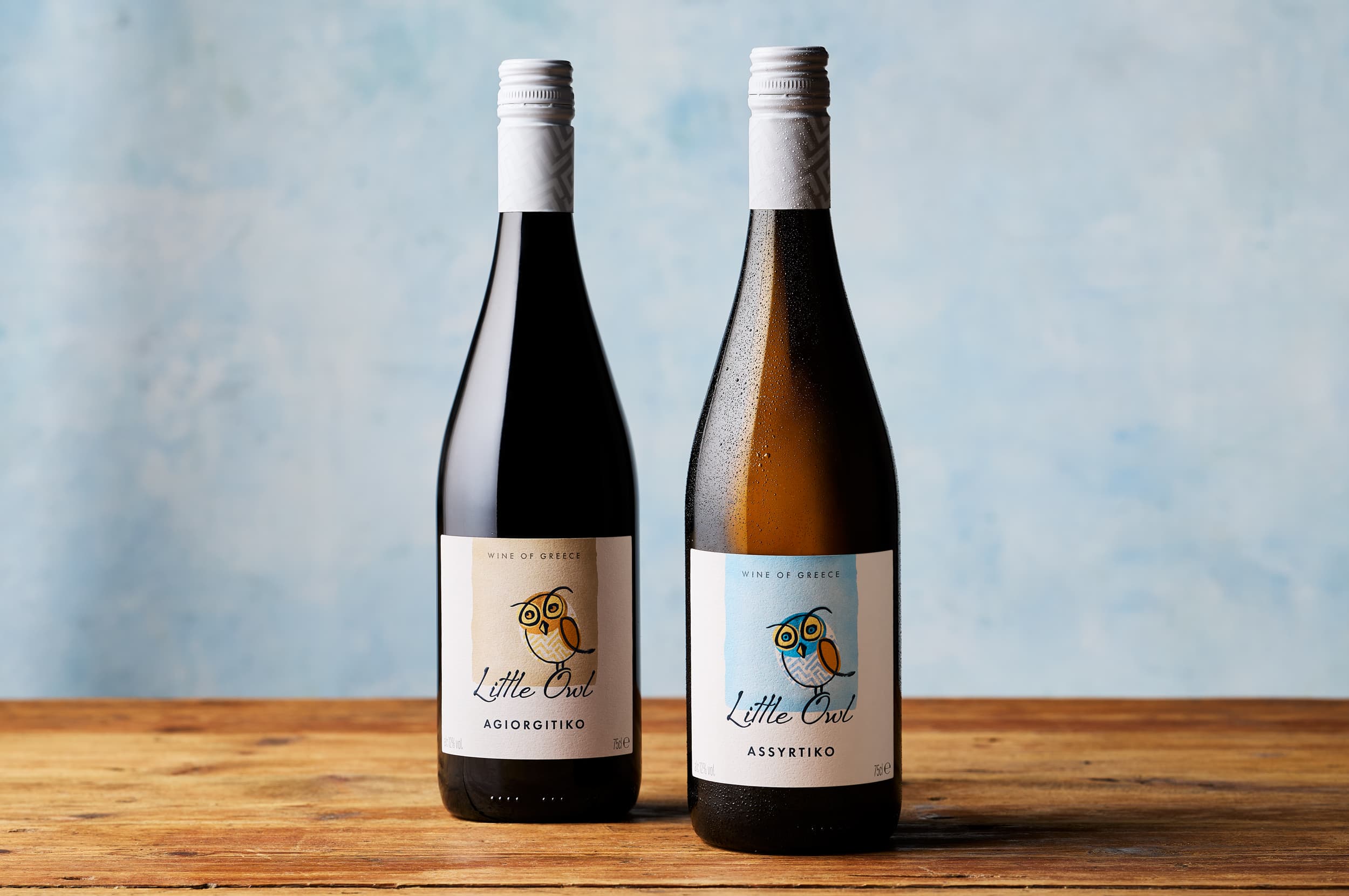 Little Owl Assyrtiko and Agiorgitiko wines together